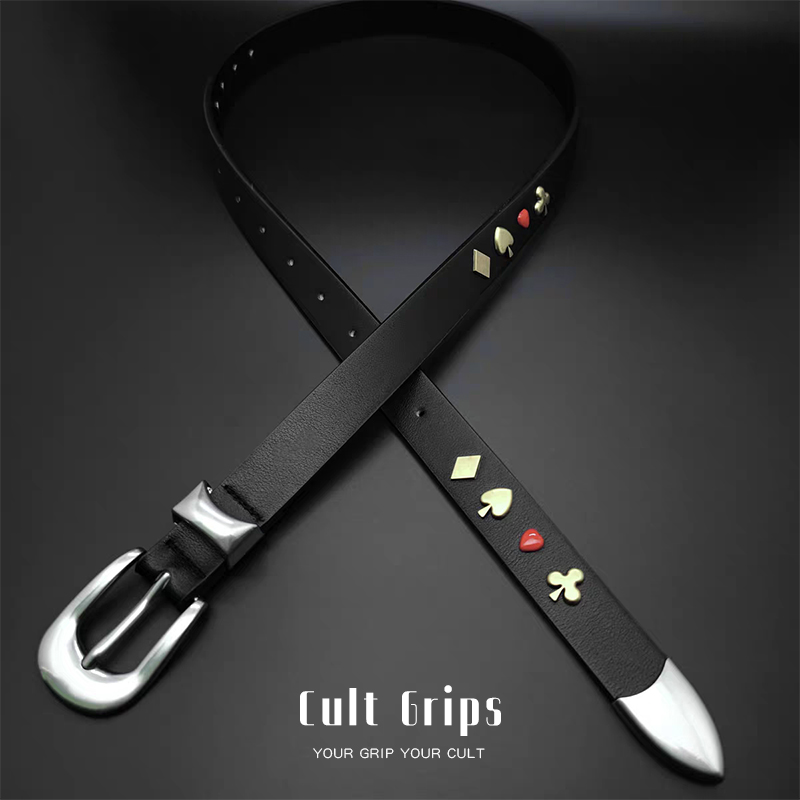 Cult Grips 摩登中性风~黑色牛皮皮带男女款真皮简约休闲裤腰带潮