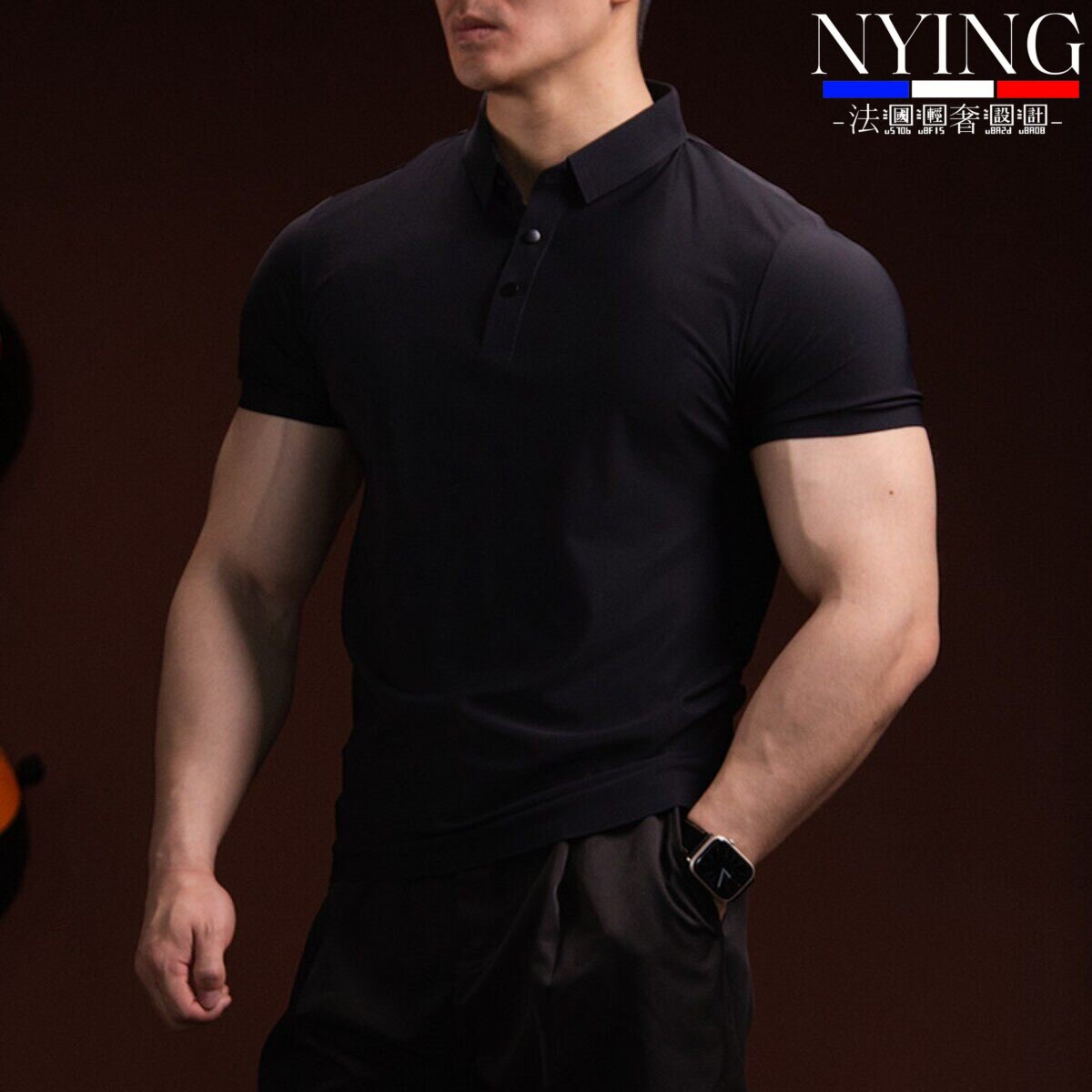 NYING法国男士短袖polo衫冰丝透气夏工服服装定制健身教练速干
