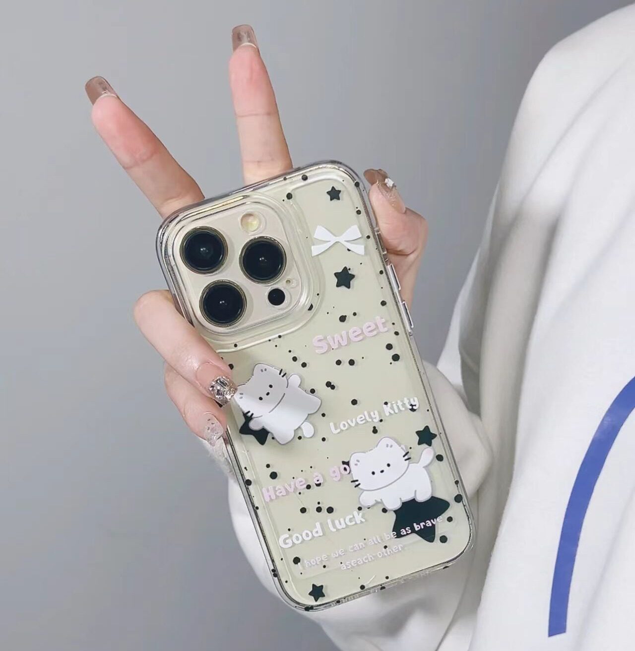 ins风小白懒猫苹果15pro手机壳