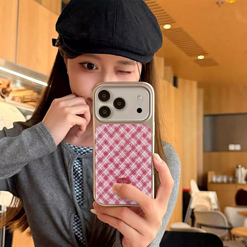 条纹英文格子 原创小众高级感适用iPhone17promax手机壳苹果16pro防摔14硅胶软壳13银色12女生17不会撞壳15