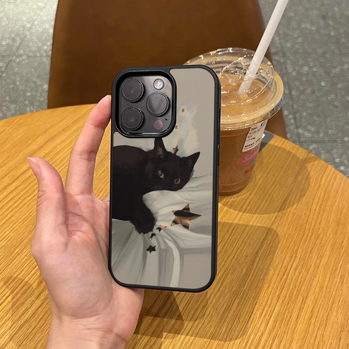 ins可爱黑猫手机壳16promax
