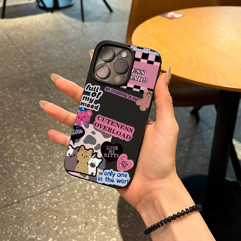 日韩ins涂鸦狗狗适用于新款iPhone16promax手机壳14pro创意13promax个性13黑色磨砂软壳13pro情侣15pro潮男14