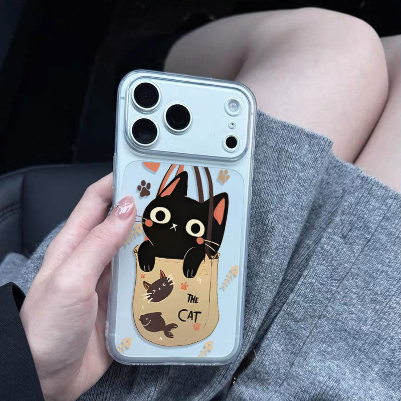 袋子黑猫 原创小众高级感适用iPhone17promax手机壳苹果16pro/15防摔14硅胶软壳13黑色12全包14不会撞壳