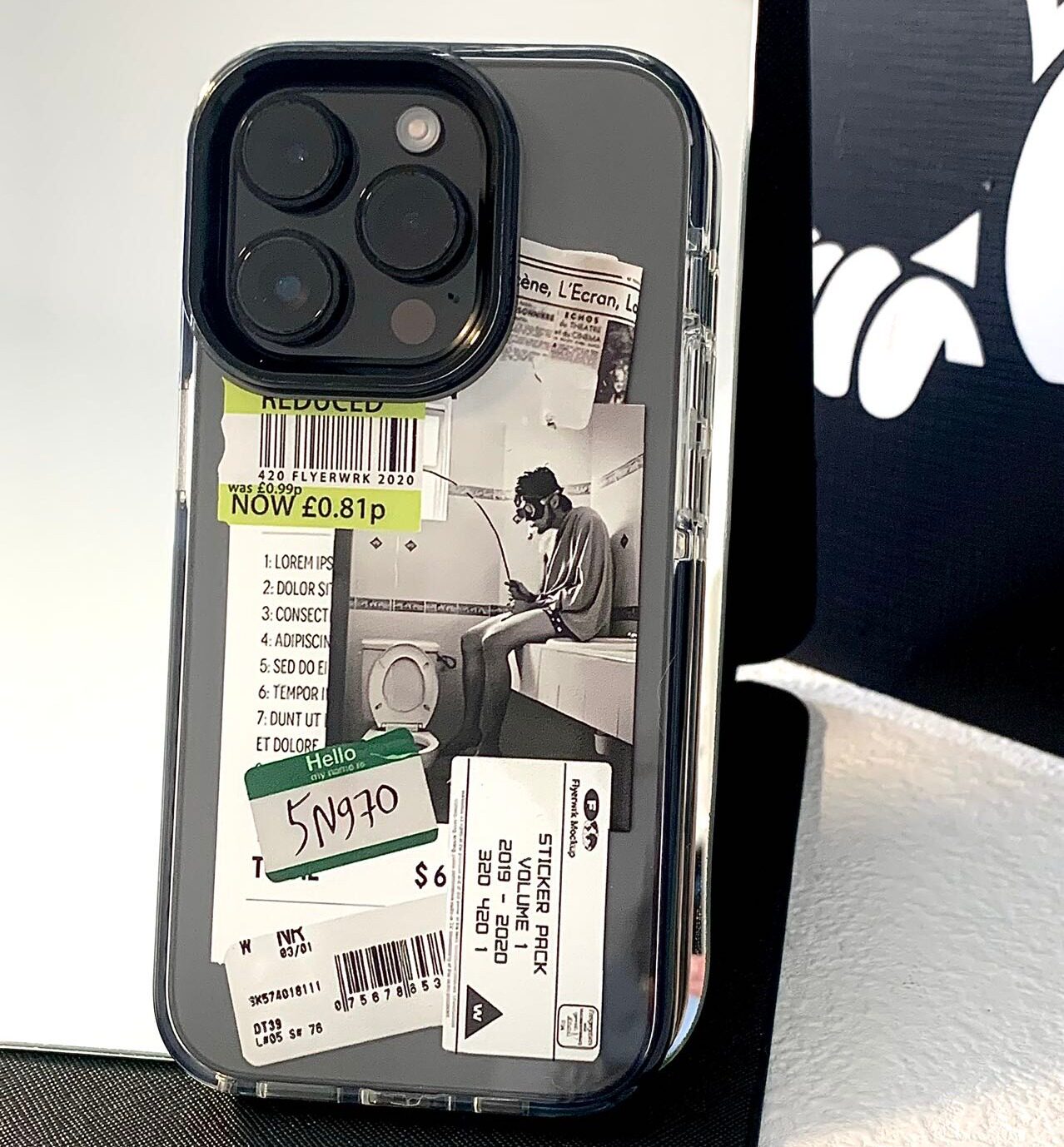 潮流艺术生混搭ins风英文标签适用iPhone16proMax手机壳苹果16透明黑边防摔条11/12硅胶软壳小众14pro保护壳x