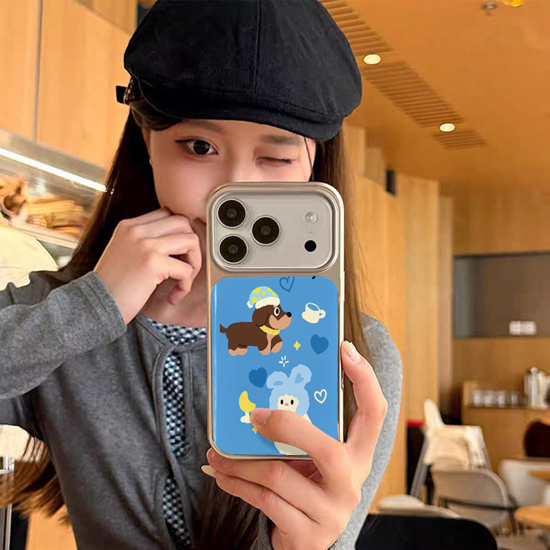 趣味兔子小狗 原创小众高级感适用iPhone17promax手机壳苹果16pro防摔14硅胶软壳13银色12女生17不会撞壳15