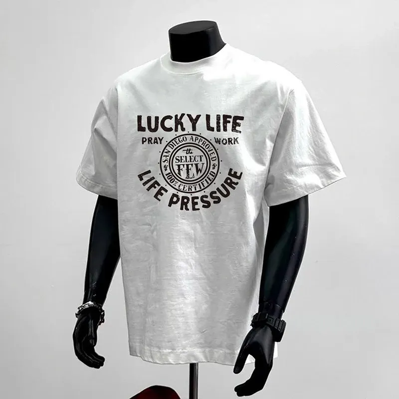 美式高级感潮牌重磅字母印花纯棉短袖T恤男夏新款百搭上衣秀禾服