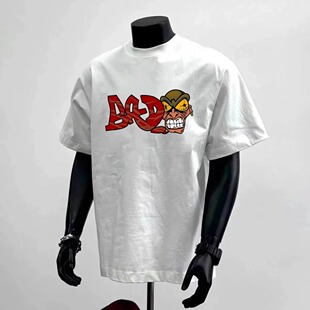 美式痞帅字母印花重磅纯棉短袖T恤男高级感休闲百搭上衣ins领带夹