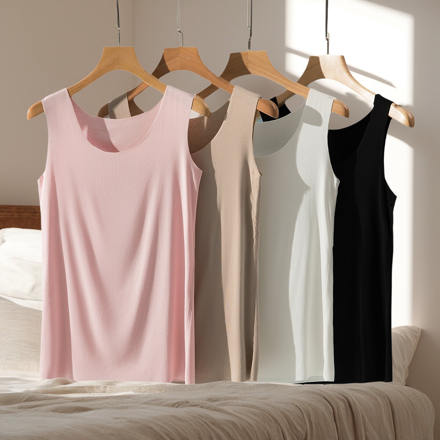 纯色无痕莫代尔背心女夏季薄款内衬大码修身显瘦上衣内搭打底衫