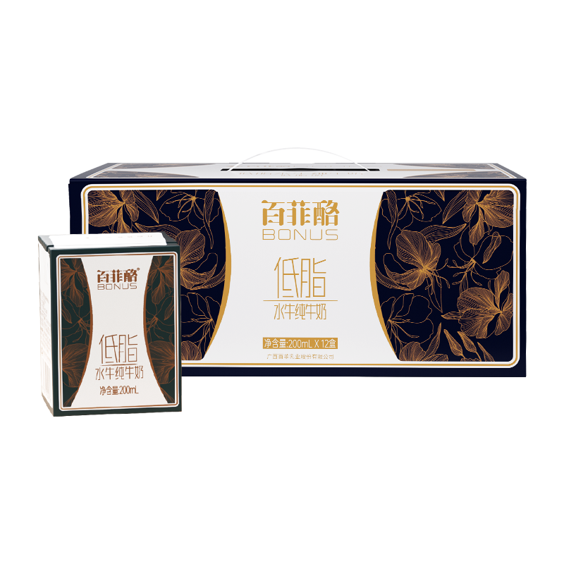 【达播专属】百菲酪低脂水牛纯奶整箱200ml*12盒水牛奶儿童纯牛奶