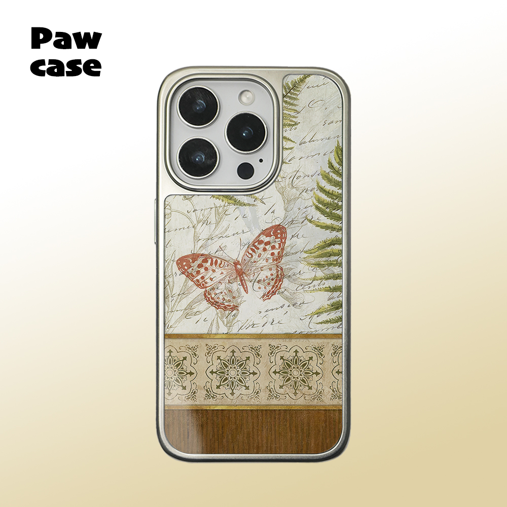 复古蝴蝶高级感 银边软壳亮面磁吸黑边磨砂手机壳防摔中古全包17黑框iphone16promax苹果15plus14pm13适用