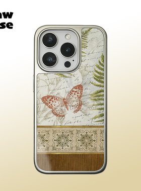 复古蝴蝶高级感 银边软壳亮面磁吸黑边磨砂手机壳防摔中古全包17黑框iphone16promax苹果15plus14pm13适用