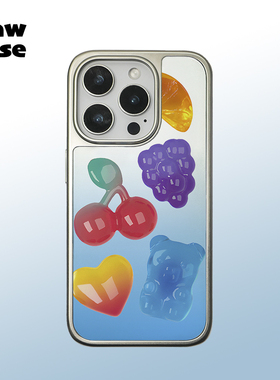 水果小熊果冻软糖 银边软壳亮面磁吸黑边磨砂手机壳防摔小众全包黑框17iphone16promax苹果15plus14pm13适用