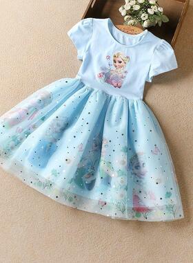 2024 Summer Frozen Children's Elsa Princess Baby Girls Dress