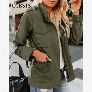 Women Safari Jacket For Ladies Coat Green Military Jackets