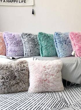 European solid color plush pillowcase sofa cushion cover抱枕