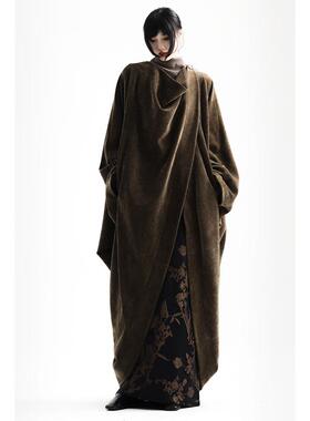 APOZi collection【山水定律】新中式复古优雅宽松荡领斗篷长风衣