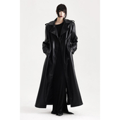 APOZi 风衣大衣女 高个子pu皮衣外套长款 collection 山海前奏系列