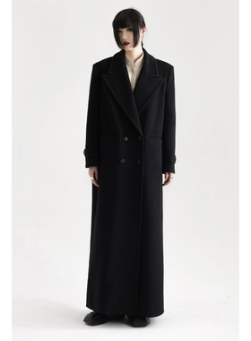 APOZi collection 山海前奏系列极黑翻领秋冬新款呢子大衣外套女