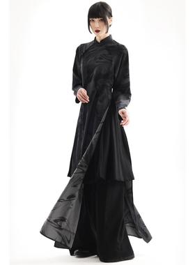 APOZi collection【衍生水墨】新中式高开叉日常旗袍高个子长裙女