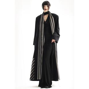 新中式 衍生水墨 黑色流浪风衣高个子撞色外套 collection APOZi