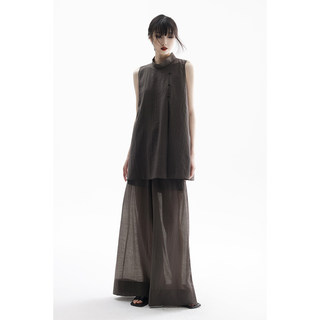 APOZi collection 溯源系列棕色天丝套装女夏季中式显高时尚新款