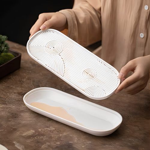 现代小型密胺茶盘沥储水式茶台功夫茶具家用茶海简约干泡台托盘