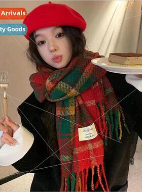 New Christmas knitted imitation cashmere scarf fashion Korea
