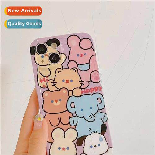 Full screen cute cartoon animals 适用 Apple 14 anti-drop 13p