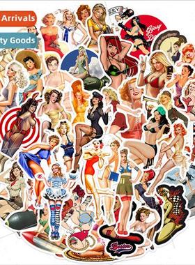 50pcs of WWII girl image graffiti stickers DIY decorative lu