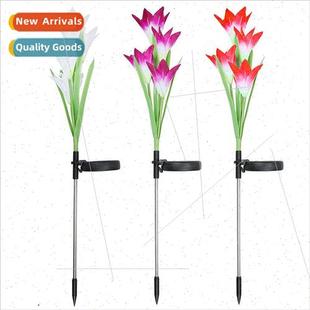 ght Colorful Lamp Garde Ground Flower 4LED Solar Gradient