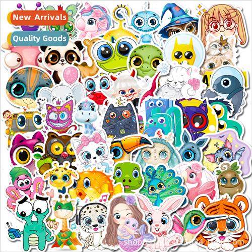 50 pieces cute cartoon big eyes animal stickers cute avatar