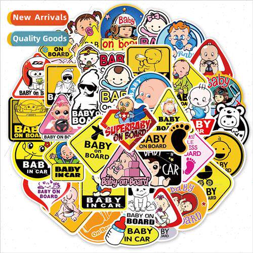 50 pcs baby on board warning signs cute decoration graffiti