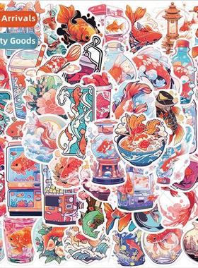 50 cartoon mallow goldfish graffiti stickers decorative guit