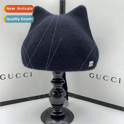 Japanese cute cat modeling pure wool hat kitten ears sweet b