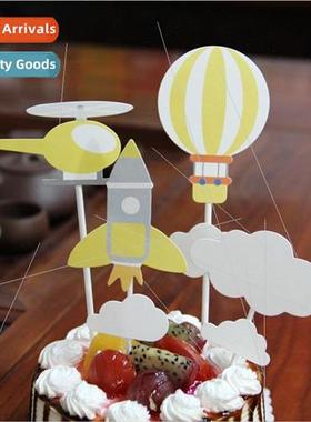 Airplane clouds hot air balloon cake decorations inserts dre
