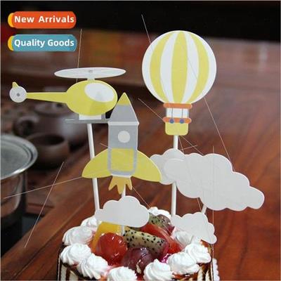 Airplane clouds hot air balloon cake decorations inserts dre