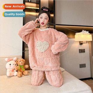 Girls pajamas fall and winter 2023 new childrens coral velve