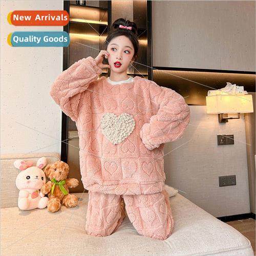 Girls pajamas fall and winter 2023 new childrens coral velve