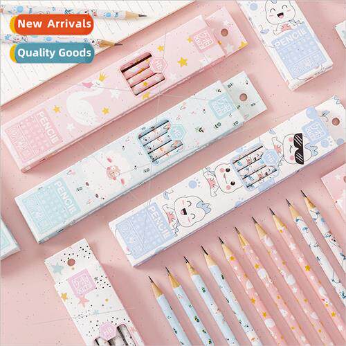 Cartoon 10pcs boxed HB pencils student supplies pencils eras