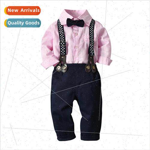 Childrens clothing Childrens spring  Bow tie shirt back pant