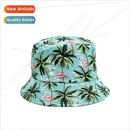 Coconut flamingo pattern canvas fisherman hat men and women