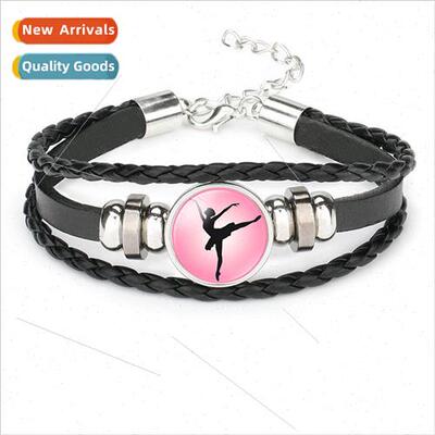 Pink Ballet Girl Bracelet Personalized Handmade Beaded Adjus