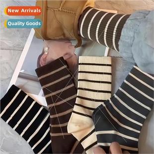 autumn wint new calf socks mid the striped and Korean