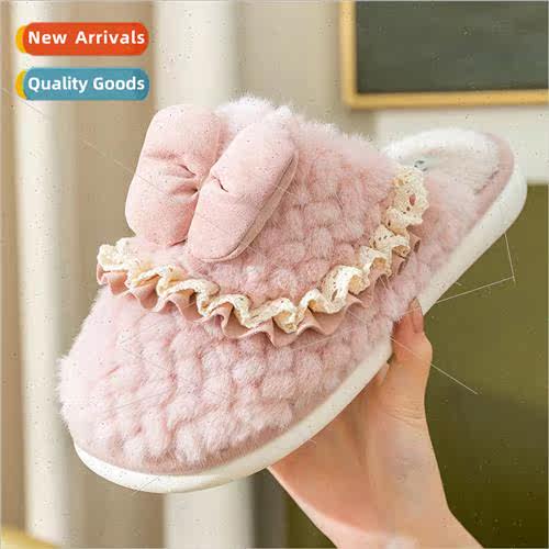 Childrens cotton slippers home bow parent-child  boys and gi