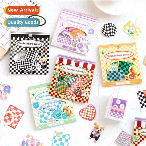 Checkerboard sticker pack retro diy handbook stickers cell p