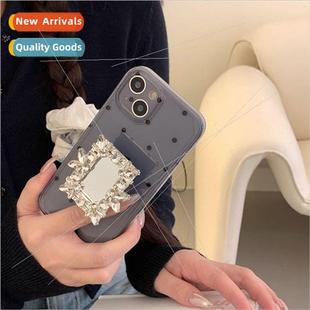 Light luxury ins diamond mirror stand 适用 Apple 15 polka do