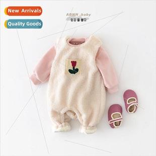 and winter baby Baby padded fall girl thickened onesie