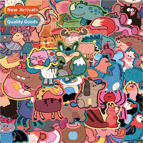 50 cartoon strange zoo stickers luggage cell phone case hand