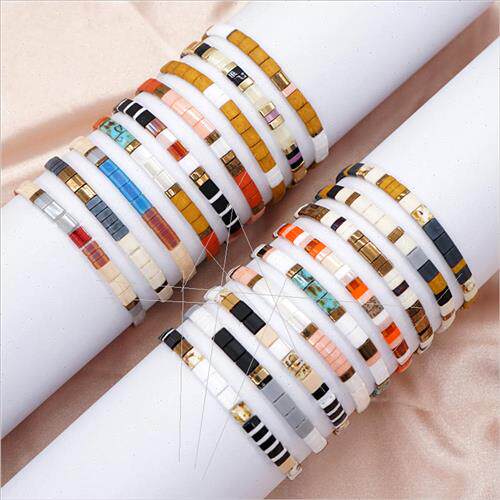 New Bohemian Tila Colorful Rice Beads Beaded Bracelet Womens