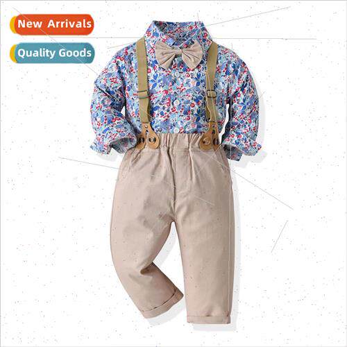 Korean  of the childrens suit new floral long-sleeved cotton